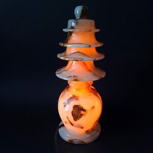 "Elegant Onyx/Marble Handmade Table Lamp with Hand Switch – Perfect Gift